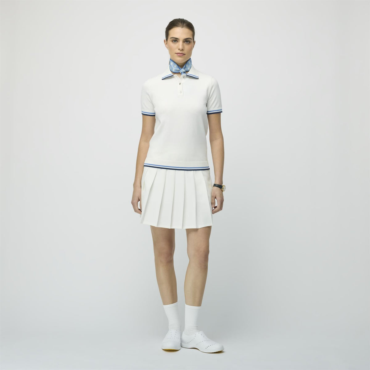 Womens Albatross Polo White/Blue Stripe