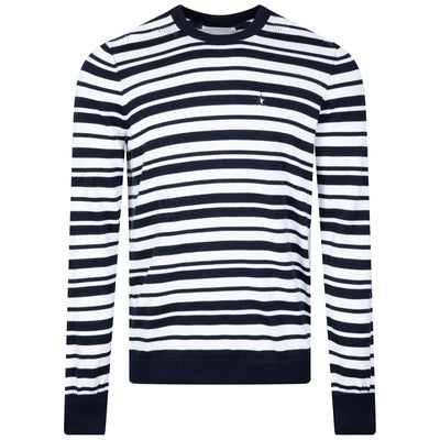 C-Neck With Pointelle Star Detail Deep Navy/Off-White Stripe - SS23