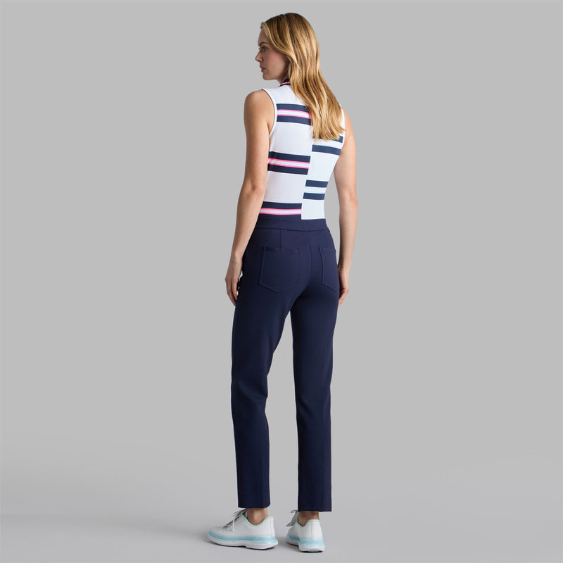 Womens Tech Pique Engineered Stripe SL Polo Snow