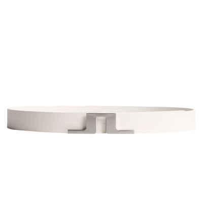 Womens Betsy Leather Belt White - SU24