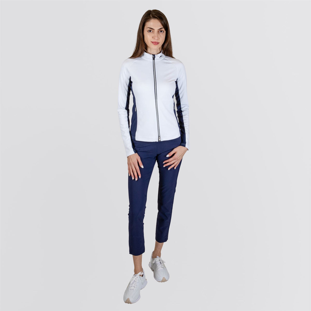 Womens Emelia Half Zip Mid Layer Jacket White/Atlanta Blue