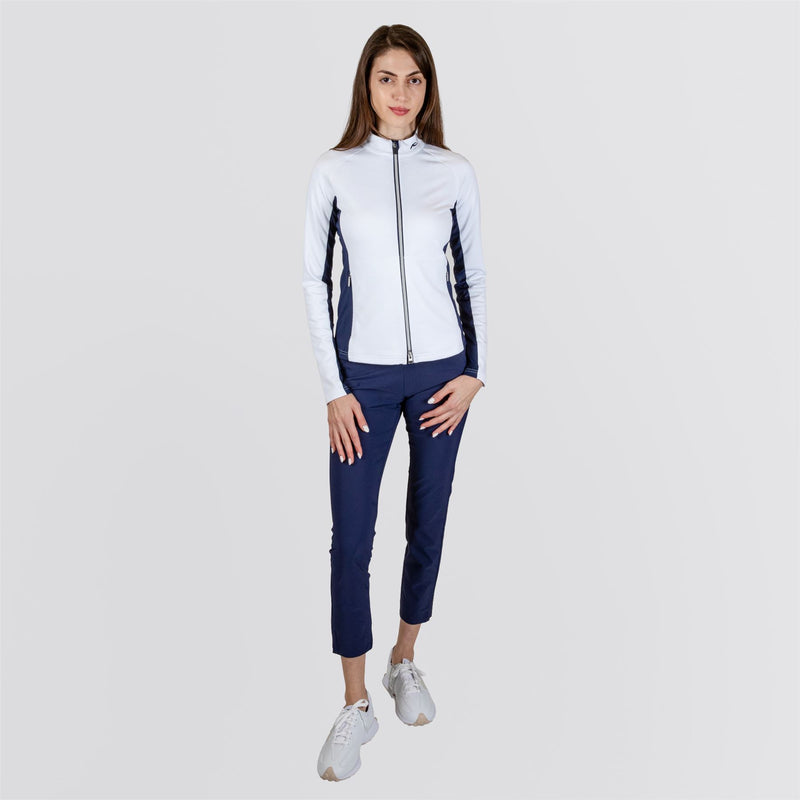 Womens Emelia Half Zip Mid Layer Jacket White/Atlanta Blue