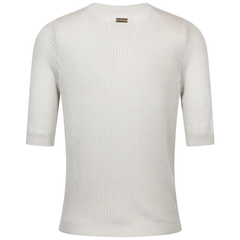Womens Crochet SS Cardigan Silver Birch