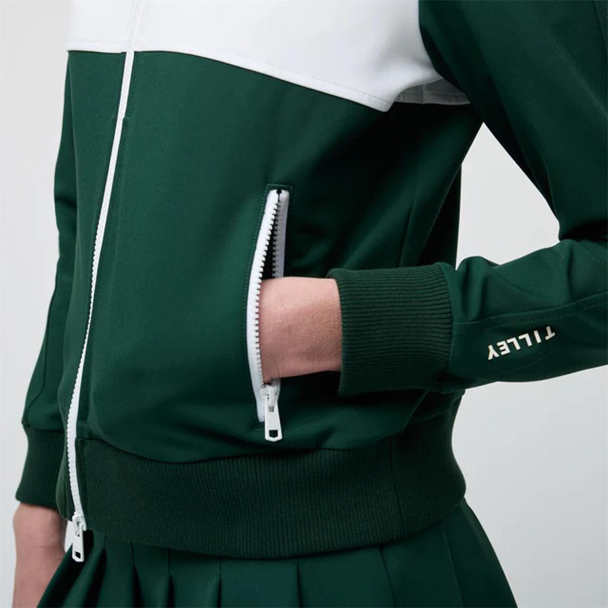 Womens Warm Up Jacket White/Sport Green