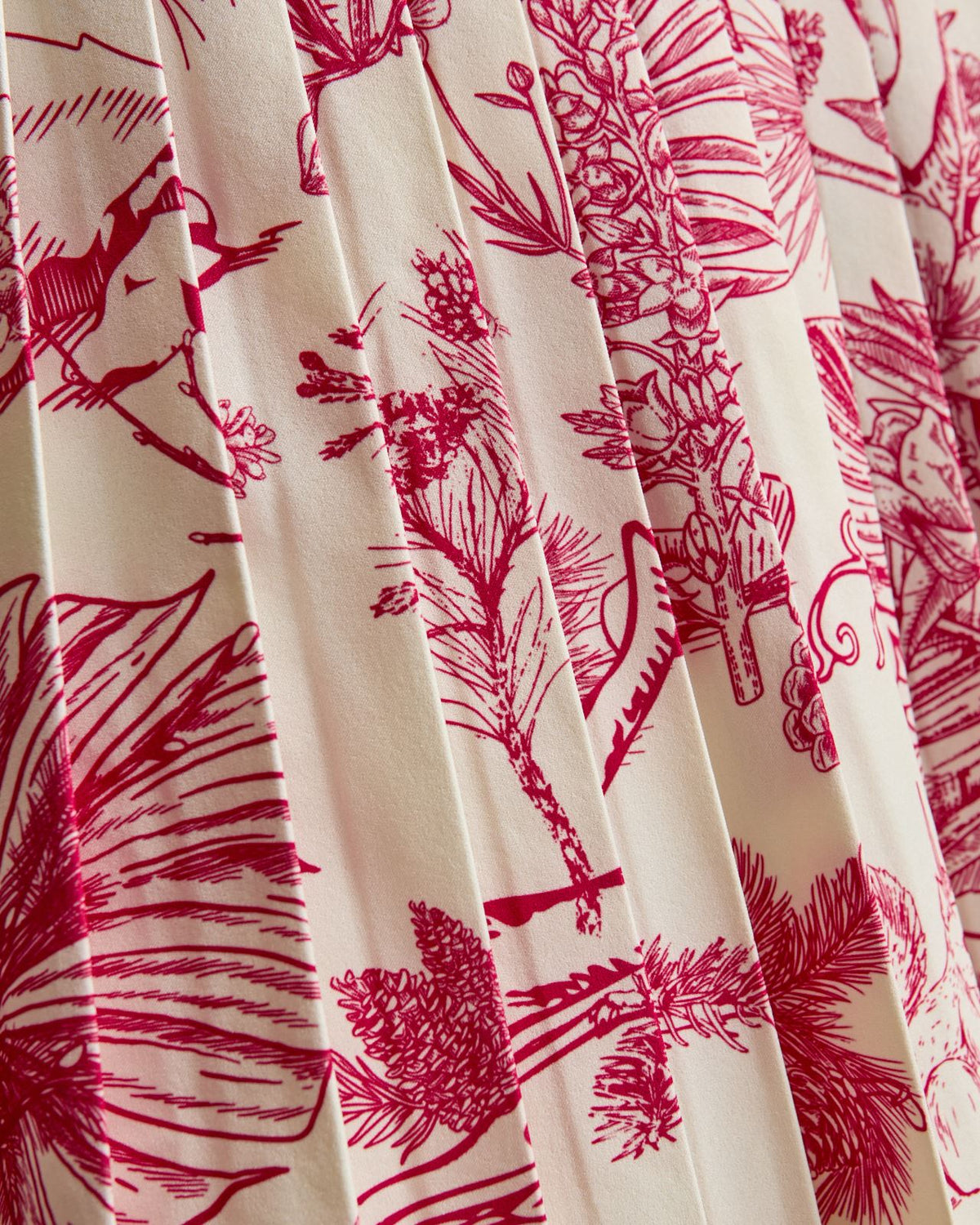 Womens Knife Pleat Skirt Red Botanical