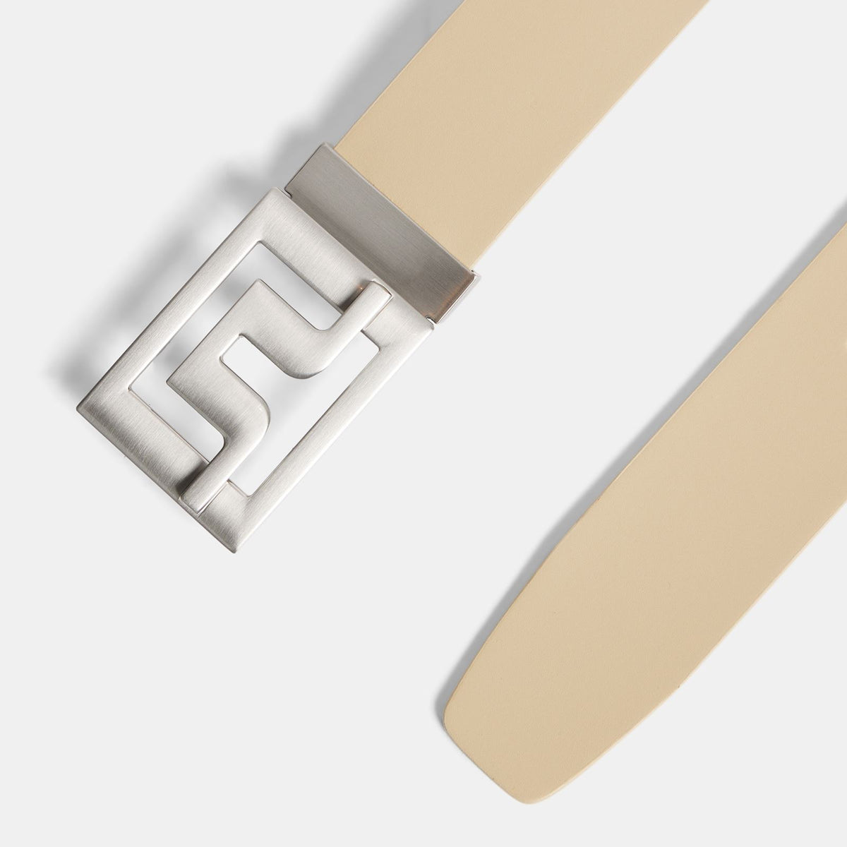 Slater Matte Leather Detachable Belt Safari Beige