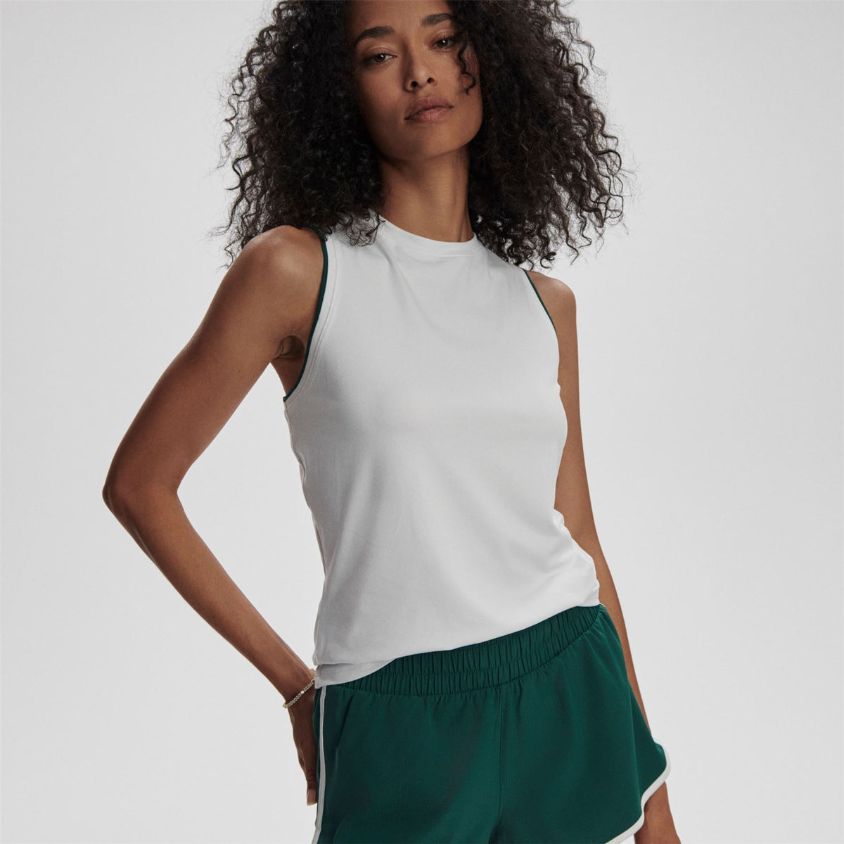 Womens Arton Performance Tank Polo White/Forest