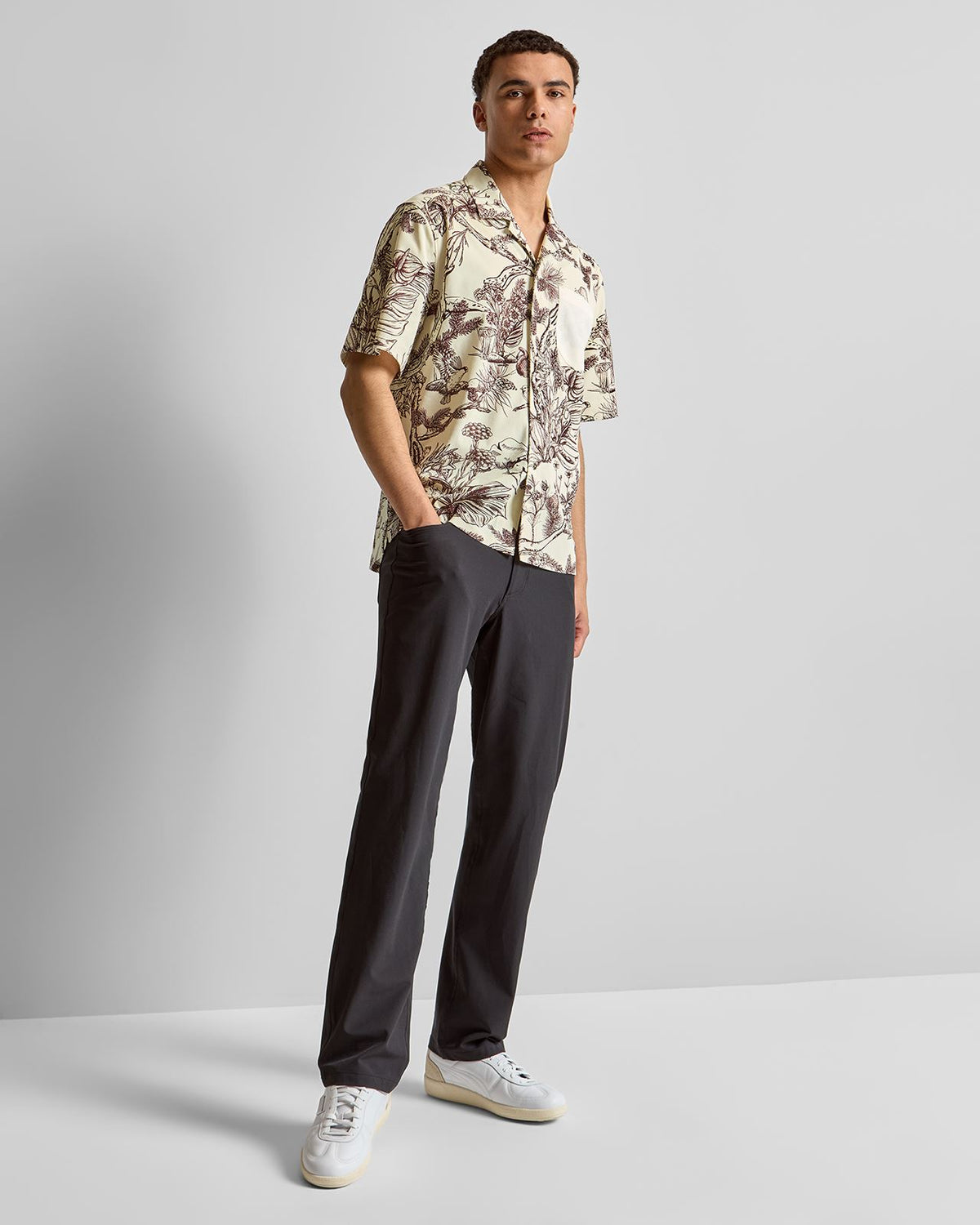 Short Sleeve Shirt Brown Botanical