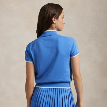 Ralph Lauren RLX SS Mock Neck Sweater Summer Blue/Ceramic White