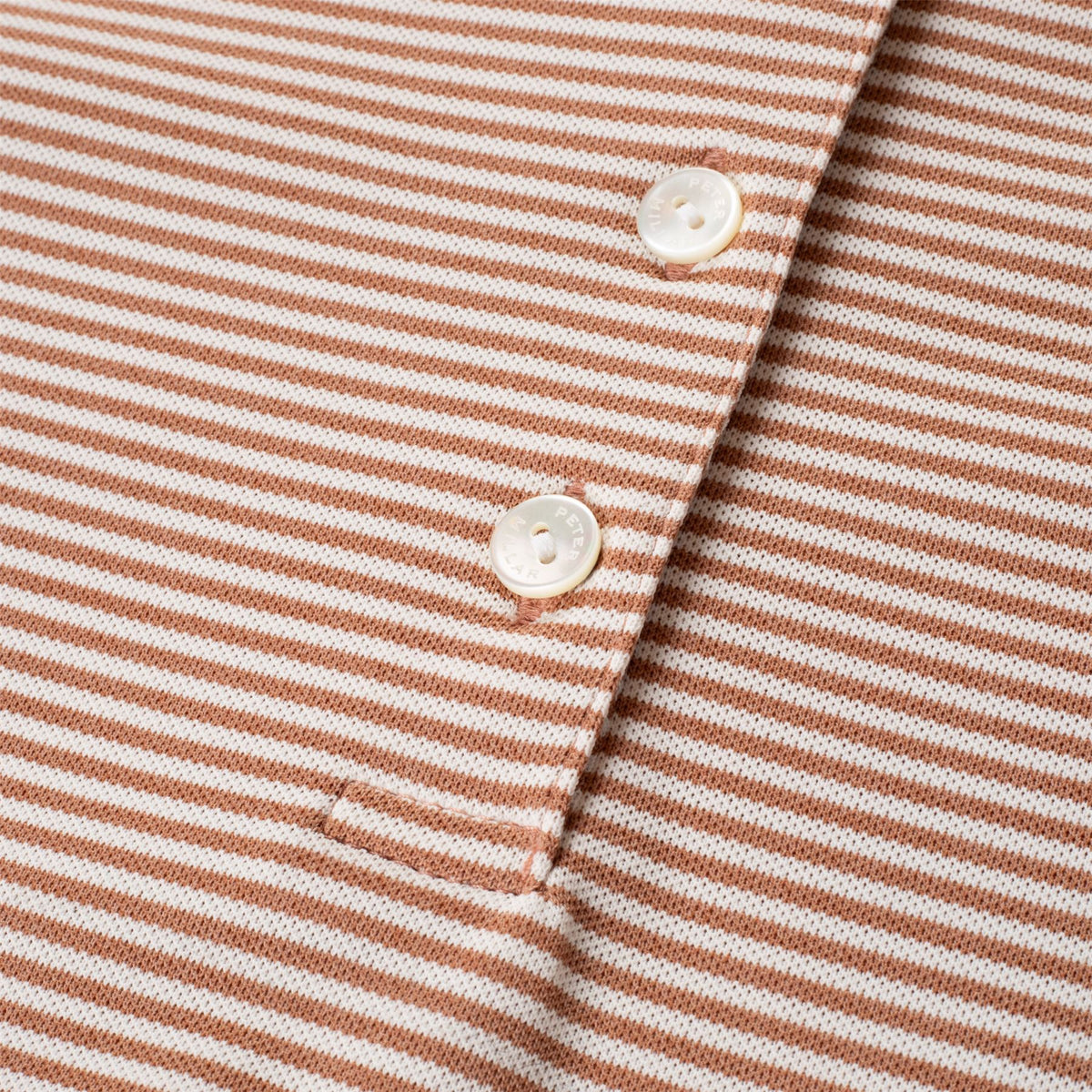 Womens Vista Stripe Sport Mesh Button Polo Camel/Ivory
