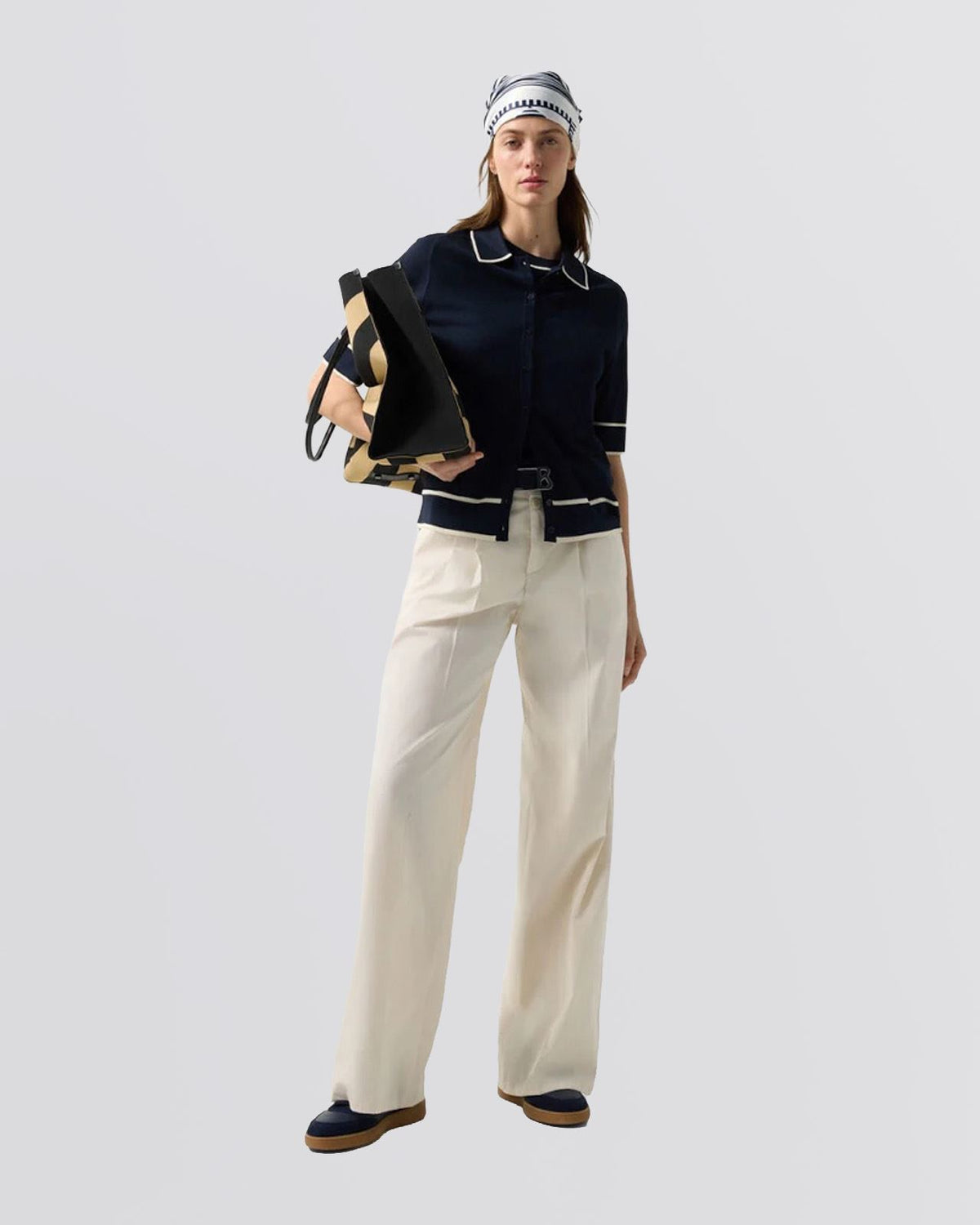 Womens Peaches Knit Shirt Navy