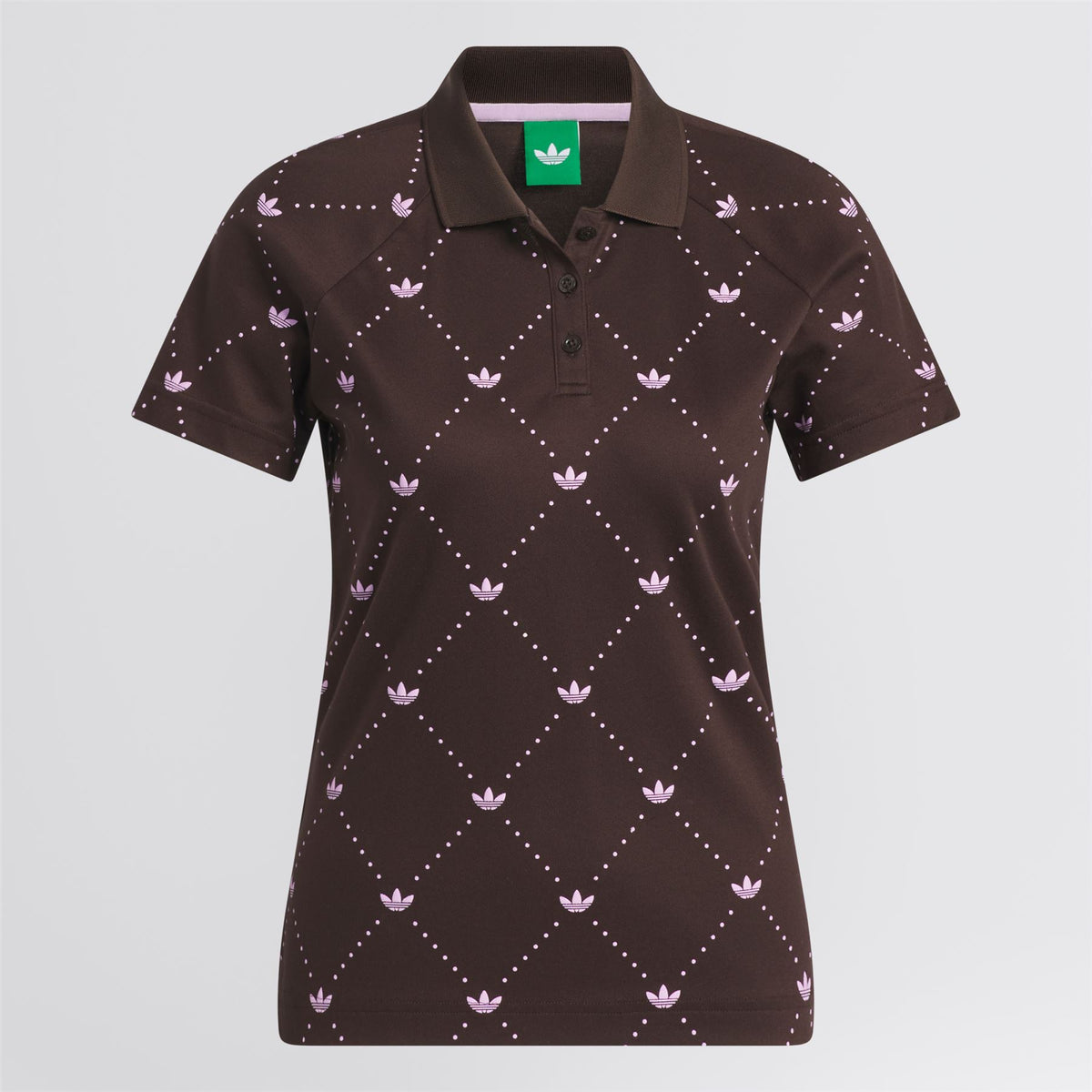 Womens Originals Printed Trefoil Polo Dark Brown/Bliss Lilac