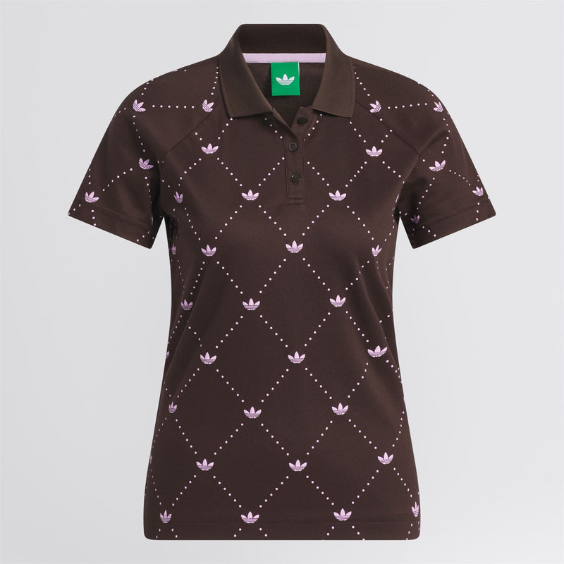 Womens Originals Printed Trefoil Polo Dark Brown/Bliss Lilac