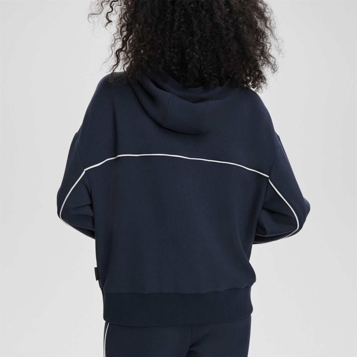 Womens Gia Zip Through Hooded Sweat Navy/White