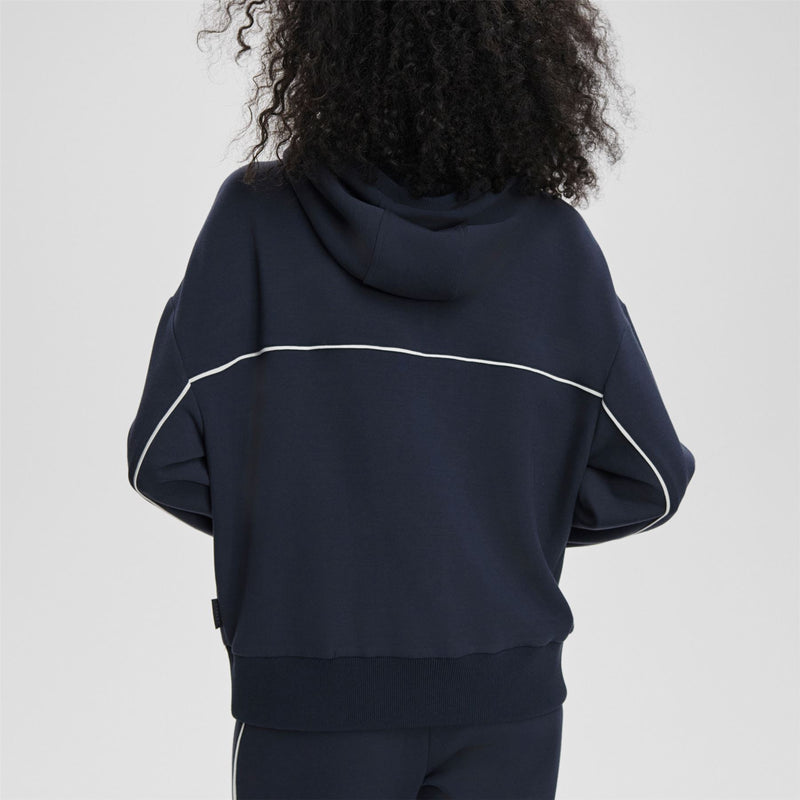 Womens Gia Zip Through Hooded Sweat Navy/White