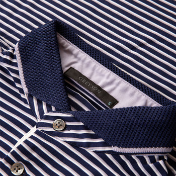 Greyson Hancock Stripe Polo Maltese Blue/Dewberry/Arctic