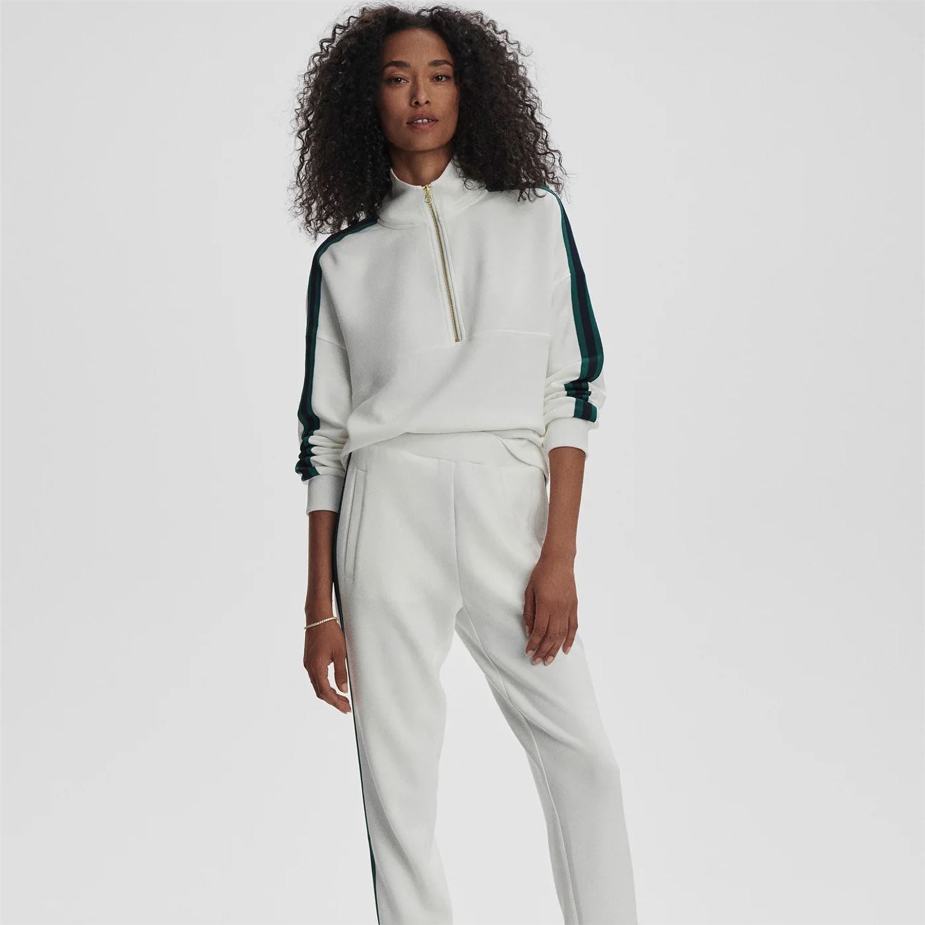 Womens The Slim Stripe 26 Cuff Pants White/Navy/Forest