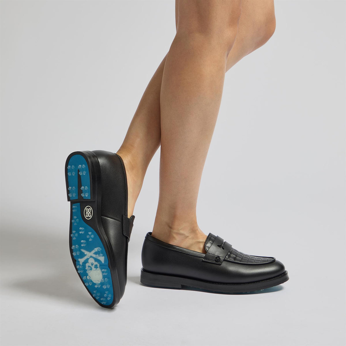 Womens GALLIVANTER Quilted Leather Loafer Golf Shoes Onyx
