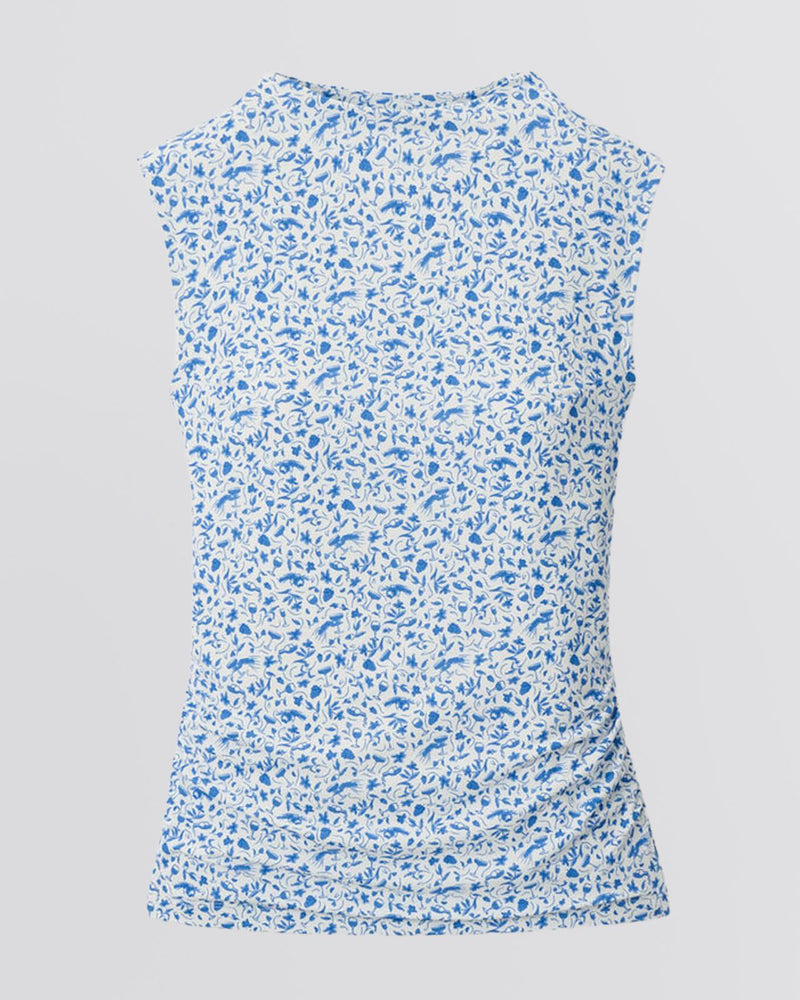 Womens Rachel Vino Flora Ruched Sleeveless Top Blue Starling