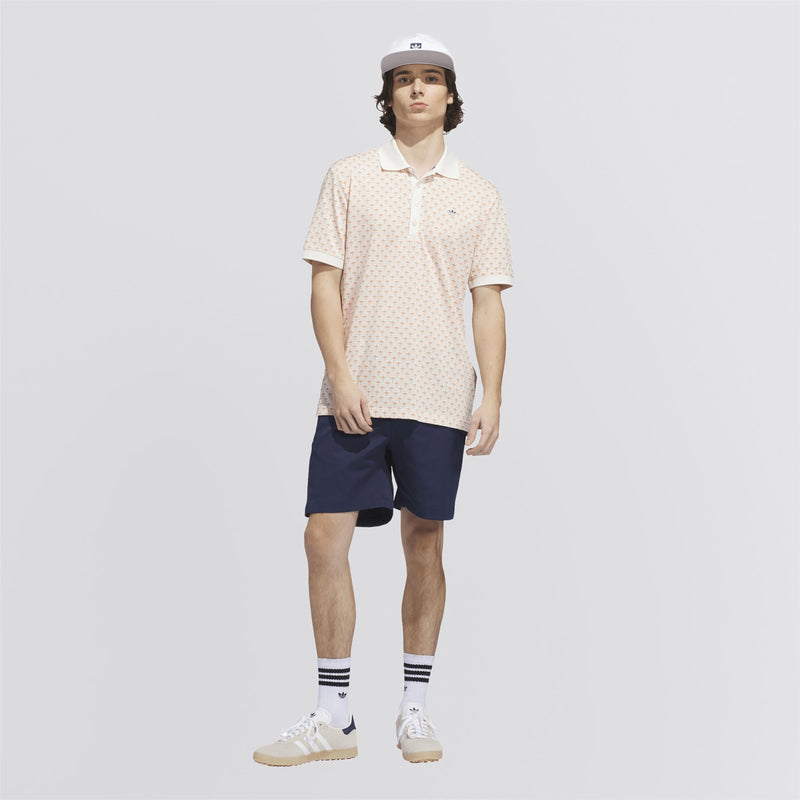Originals All Over Trefoil Polo Chalk White/Dusky Orange