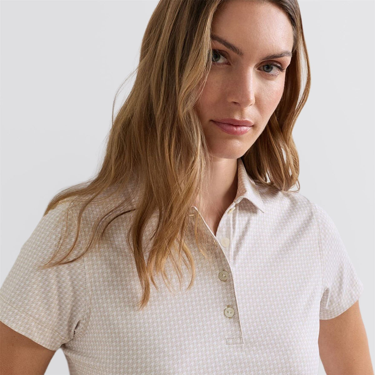 Womens Houndstooth Print Polo Light Elm