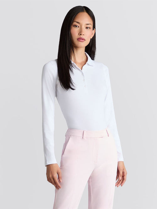 Tech Nylon Rib LS Polo Snow