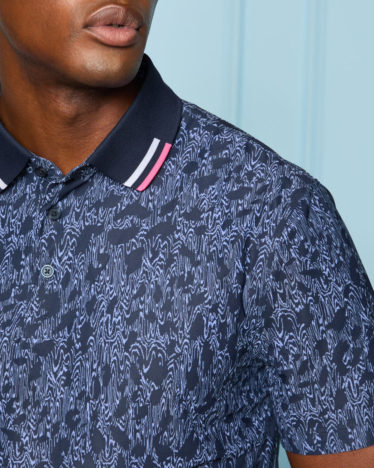 Woody Contrast Collar Tech Pique Polo Twilight