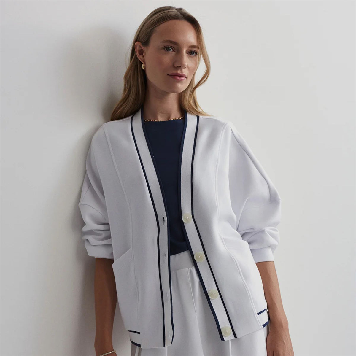 Womens Decker Off Court Cardigan White