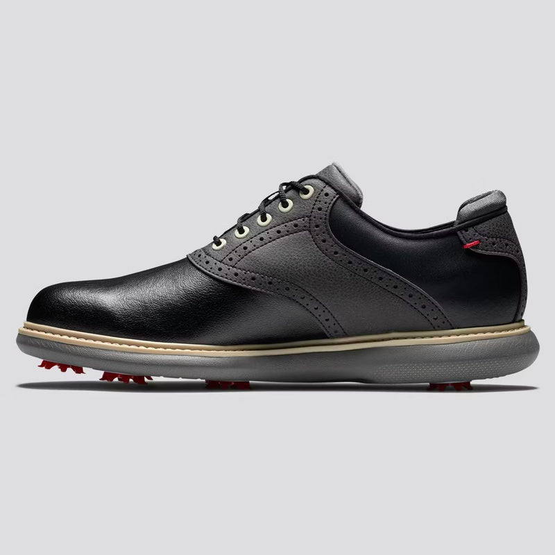 FJ Traditions Saddle Cleated Golf Shoes Black