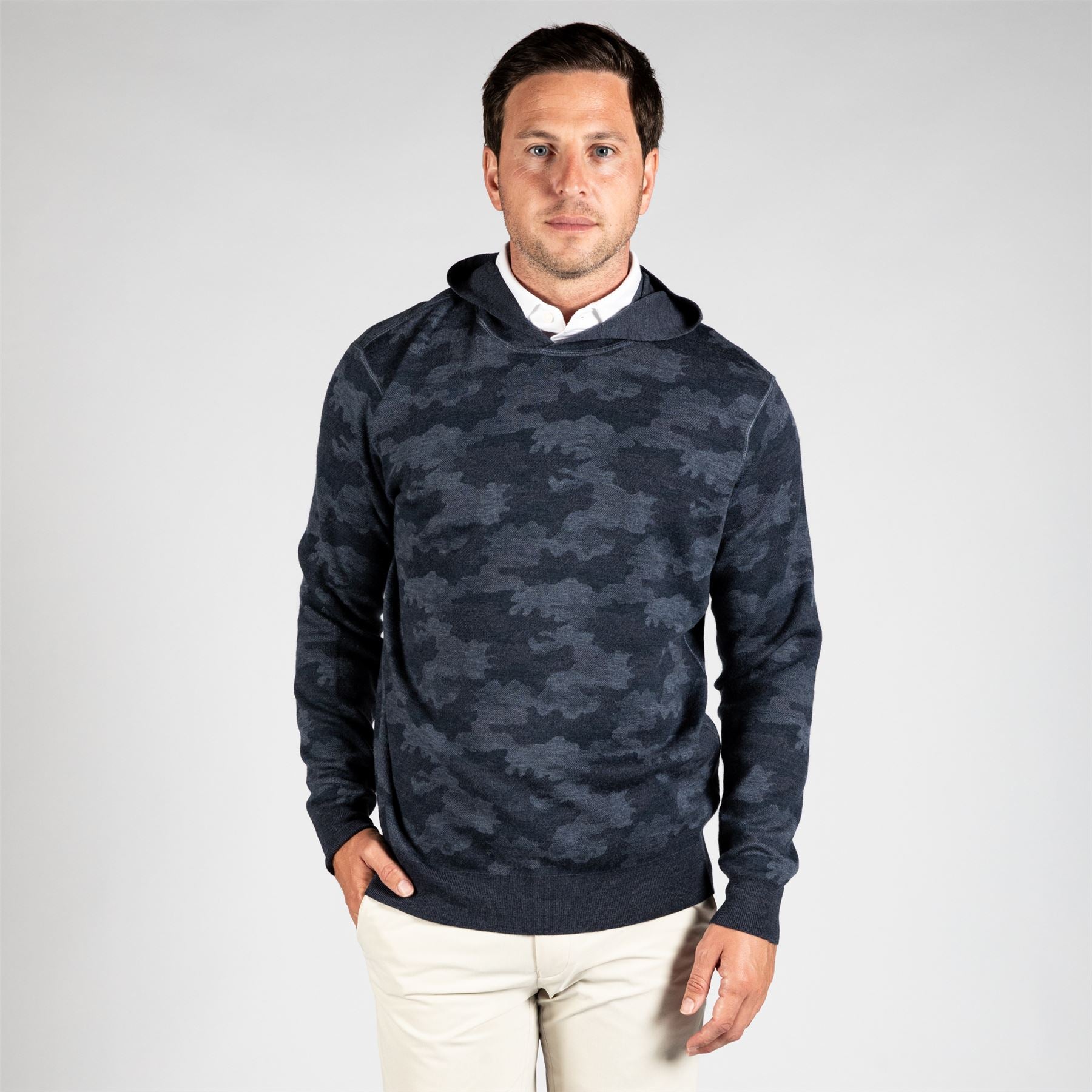Reversible Camo Popover Hoodie Blue Haze