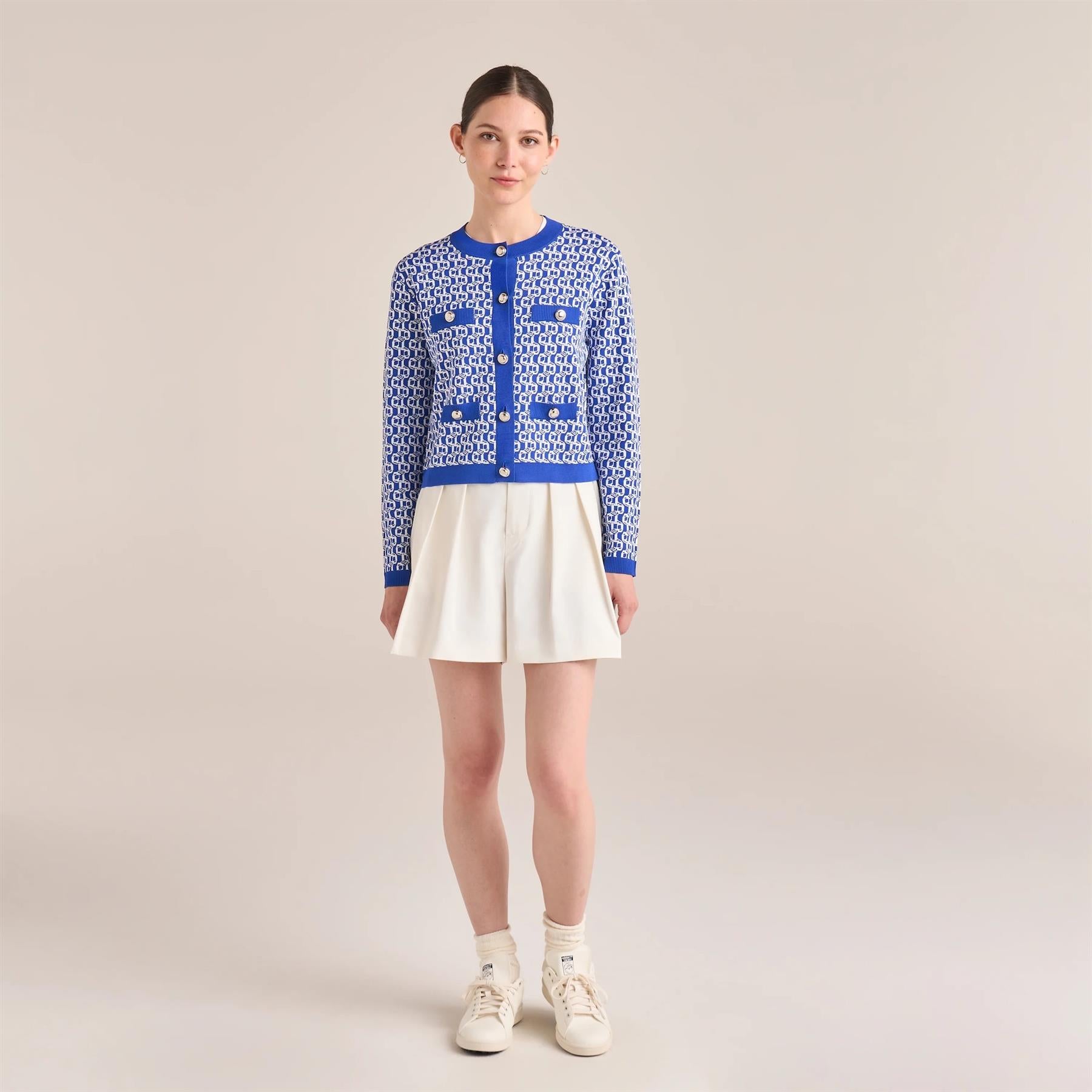 Womens Amelia Knit Cardigan Marazine Blue/Snow White