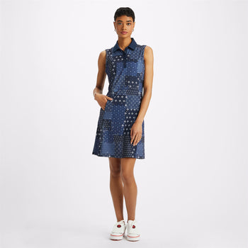 G/FORE Boro Print Tech Pique Sleeveless Polo Dress Twilight