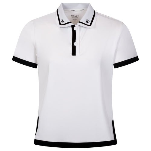 Womens Boxy Polo White/Black - AW24