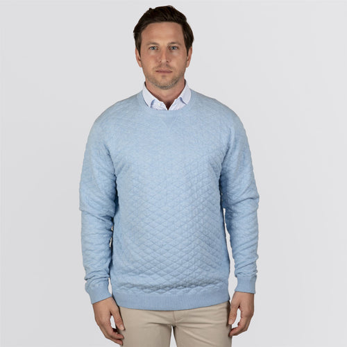 The Ward Jacquard Sweater Heathered Vista Blue