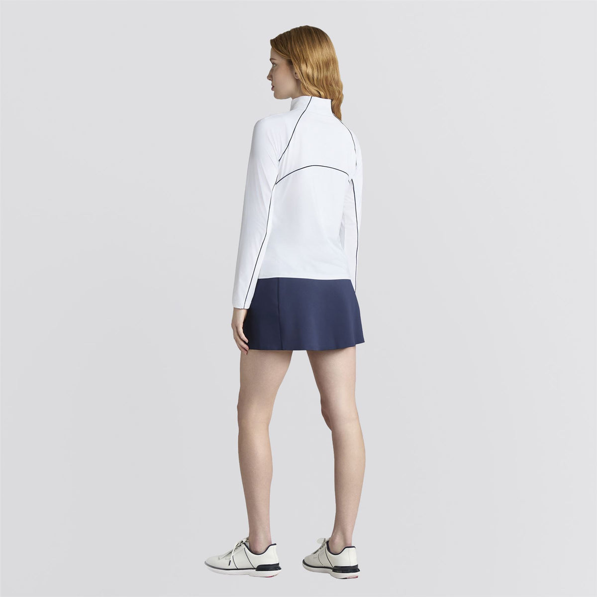 Contrast Mesh Silky Tech Nylon Quarter Zip Pullover Snow
