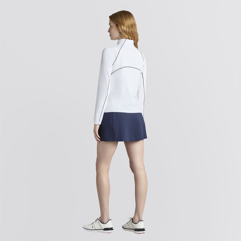 Contrast Mesh Silky Tech Nylon Quarter Zip Pullover Snow