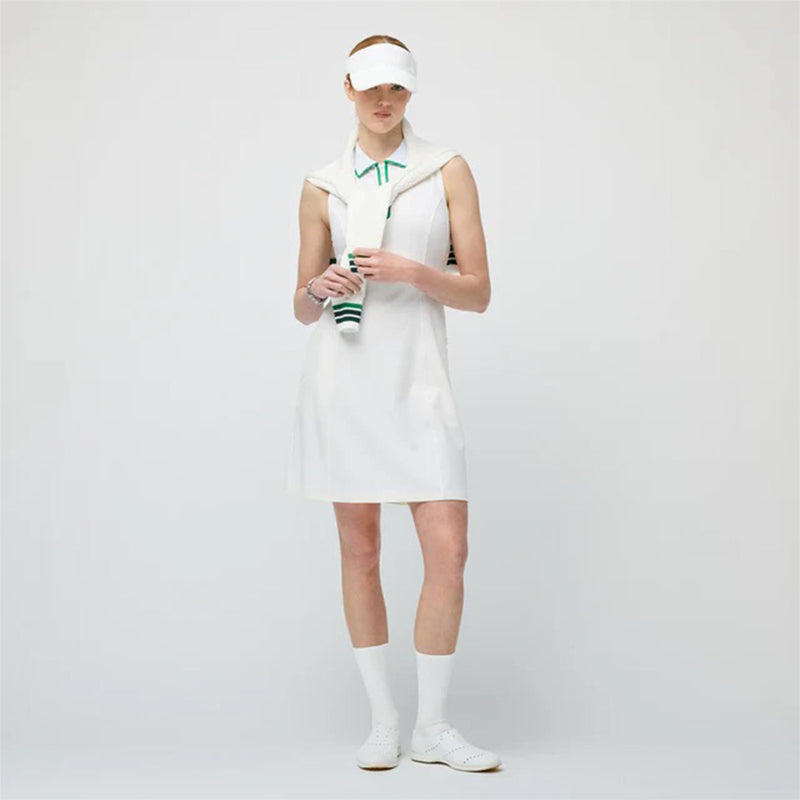 Womens Quarter Zip Polo Dress White/Sport Green