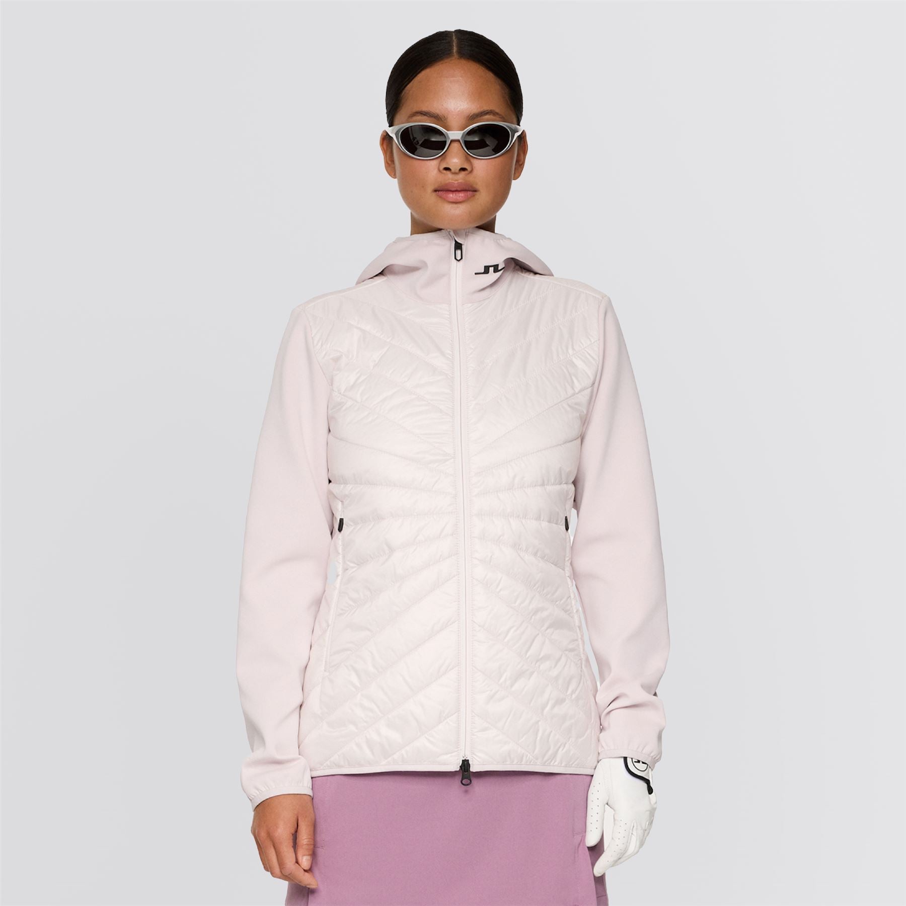 Womens Madde Quilt Hybrid Hoodie Gray Lilac