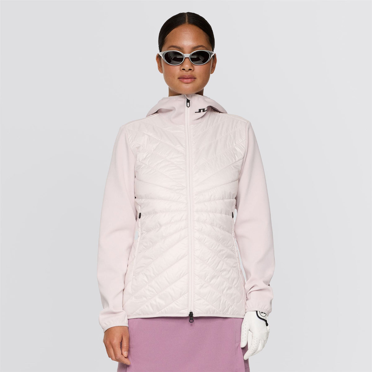 Womens Madde Quilt Hybrid Hoodie Gray Lilac