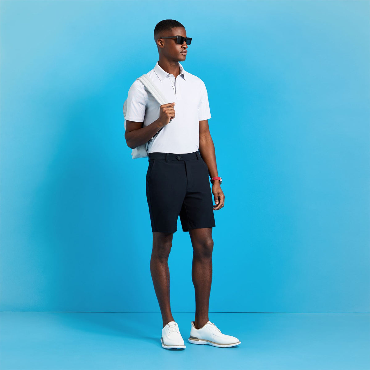 Fine Stretch Jacquard Polo Onyx