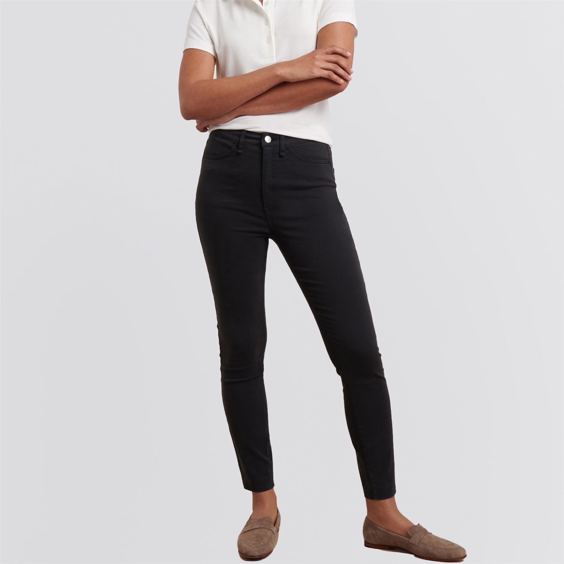 Womens Karlie Stretch Sateen High Rise Pants Black