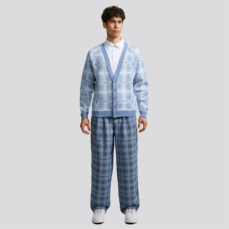 Tartan Loose Cardigan Work Blue