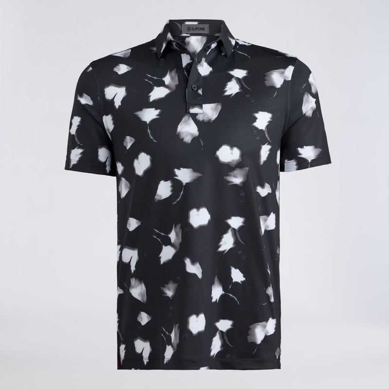 Ghost Floral Tech Jersey Polo Onyx/Snow