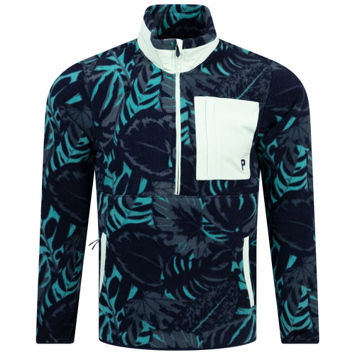 x PTC Half Zip Palm Fleece Deep Navy/Sparkling Green