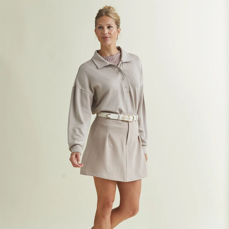 Womens Polo V-Neck Top Cobblestone