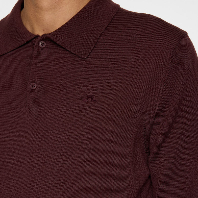 Kai Knitted Merino Polo Huckleberry