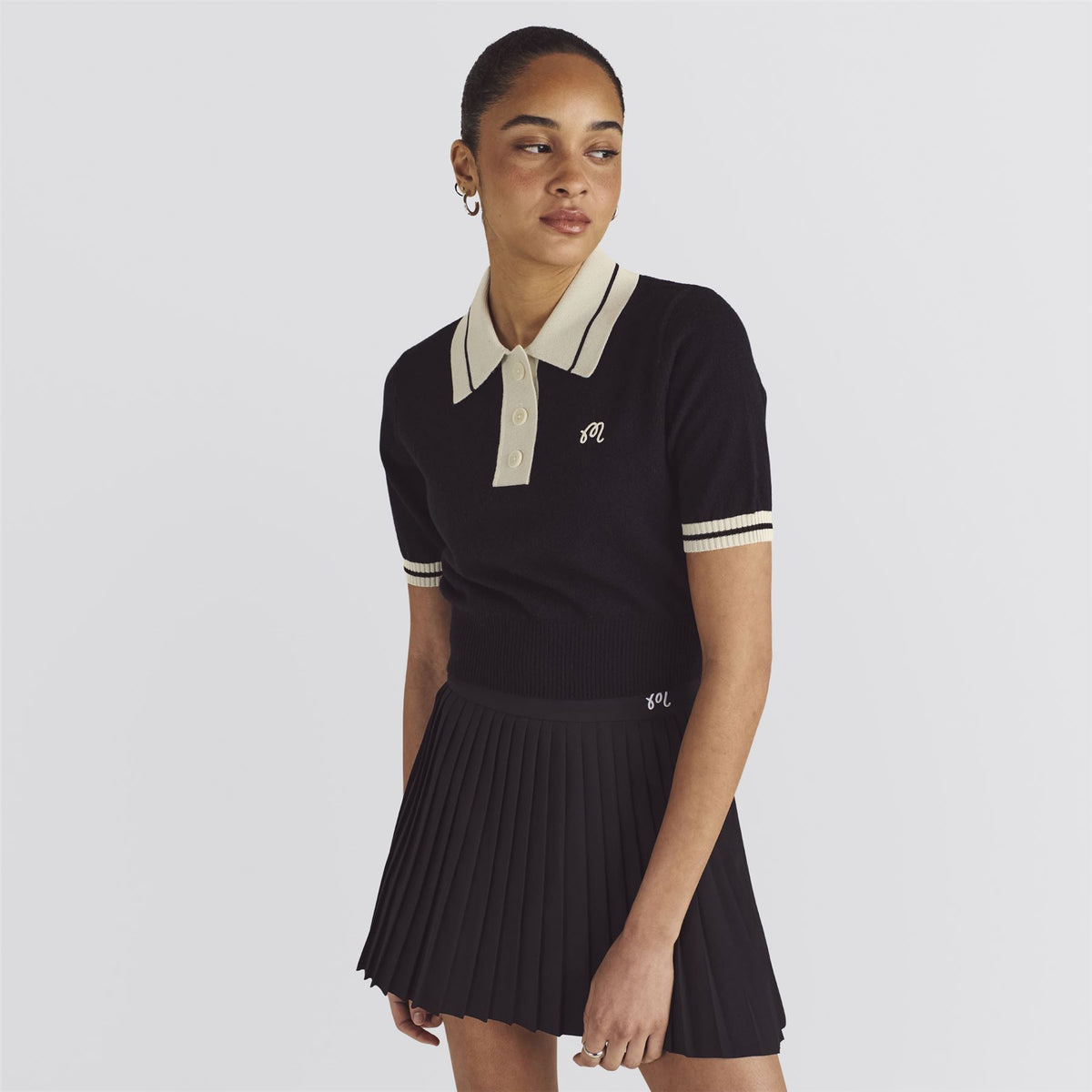 Mikayla Knit Polo Black