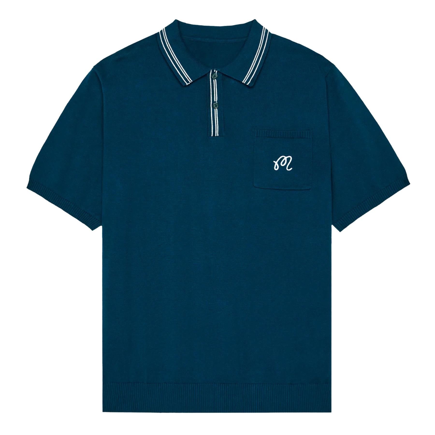 Campania Knit Polo Azurra