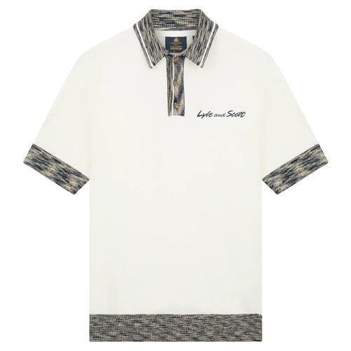 Space Dye Trim Knitted Polo Vanilla Ice - SS23