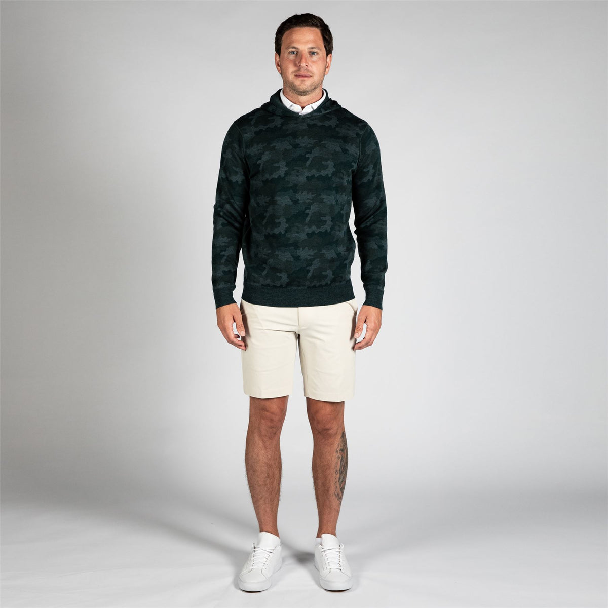 Reversible Camo Popover Hoodie Deep Verdant